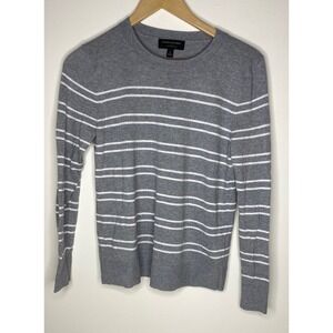 Banana Republic Gray White Stripe Crew Neck Sweater Size S Forever Sweater